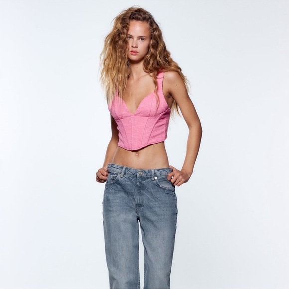 Zara Pink Tweed Corset Top - Picture 4 of 7